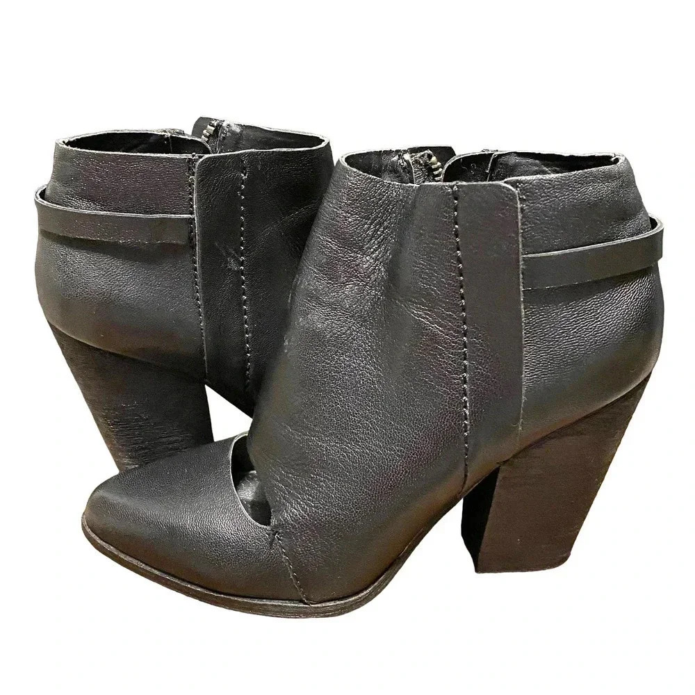 Joe’s Leather Upper Black Heel Boots Women Size 6.5
